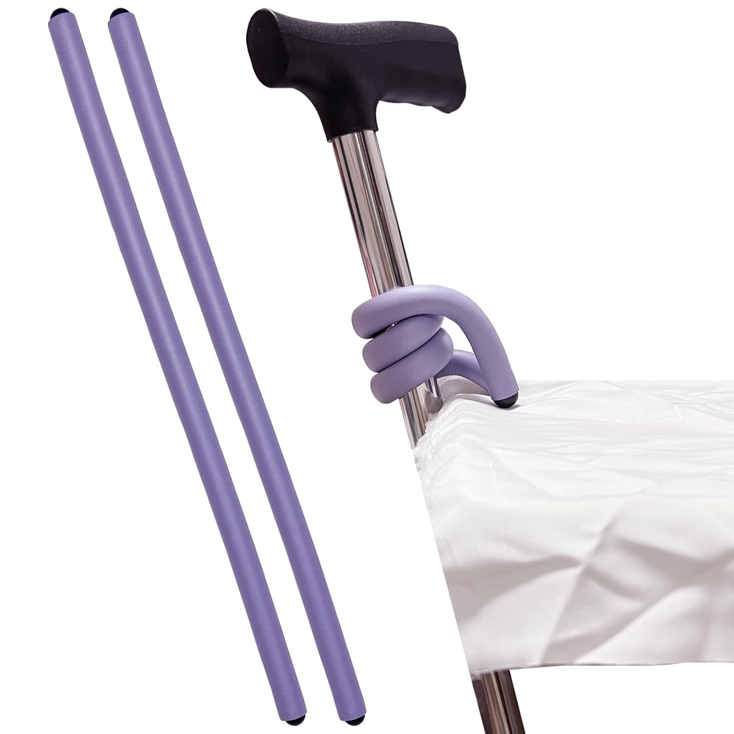 Flexible Walking Stick Holder 2 Pack Purple Reacher Grabber Cane Holder