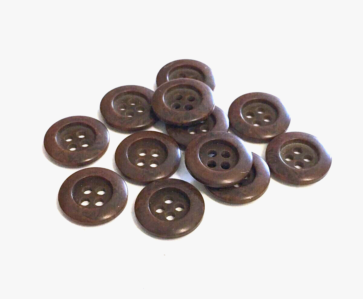 36 Buttons Dark Brown Coffee Plastic 4-Hole Sew Through Sewing 14 mm #BR55