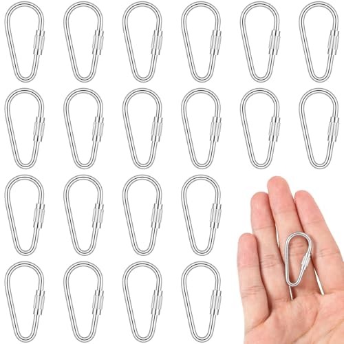 20 Pcs Heavy Duty Stainless Steel Quick Link, Metal Mini Locking Carabiner