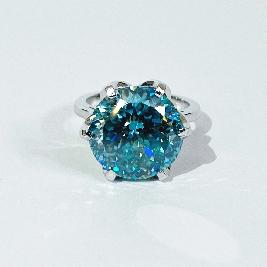 9.50 ct Lab Created Blue Diamond Certified Ring 925 Sterling Silver Clarity VVS1