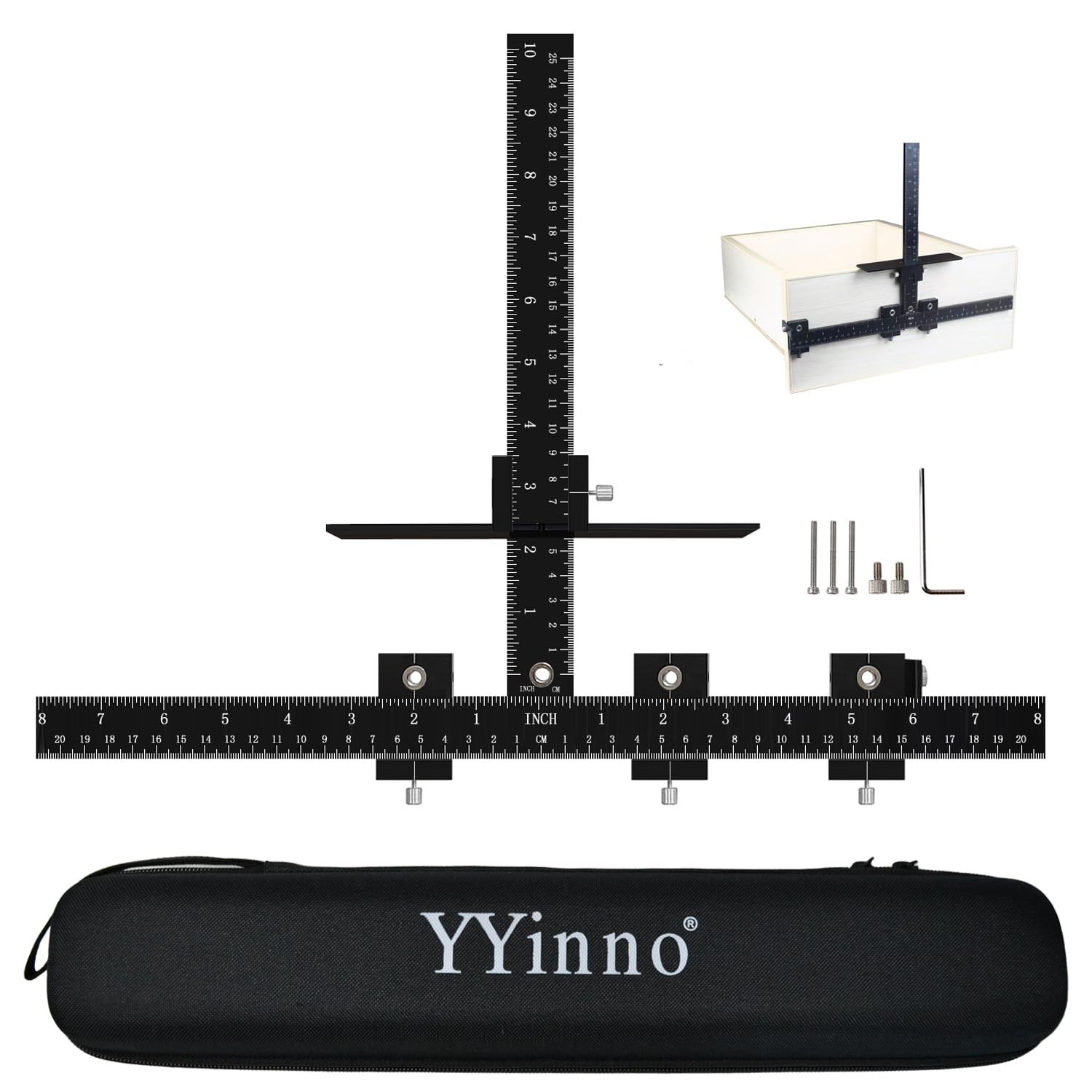Adjustable Cabinet Hardware Jig Tool - Drill Guide for Handles & Knobs, Punch Lo