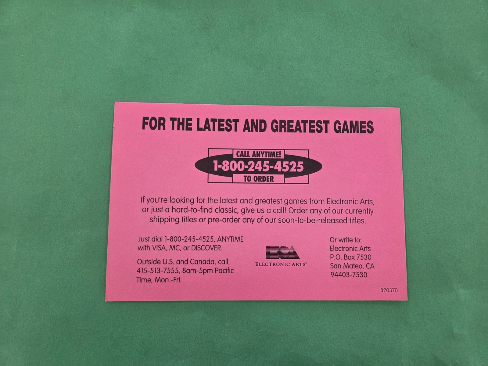Electronic arts Nintendo Sega Hint Insert