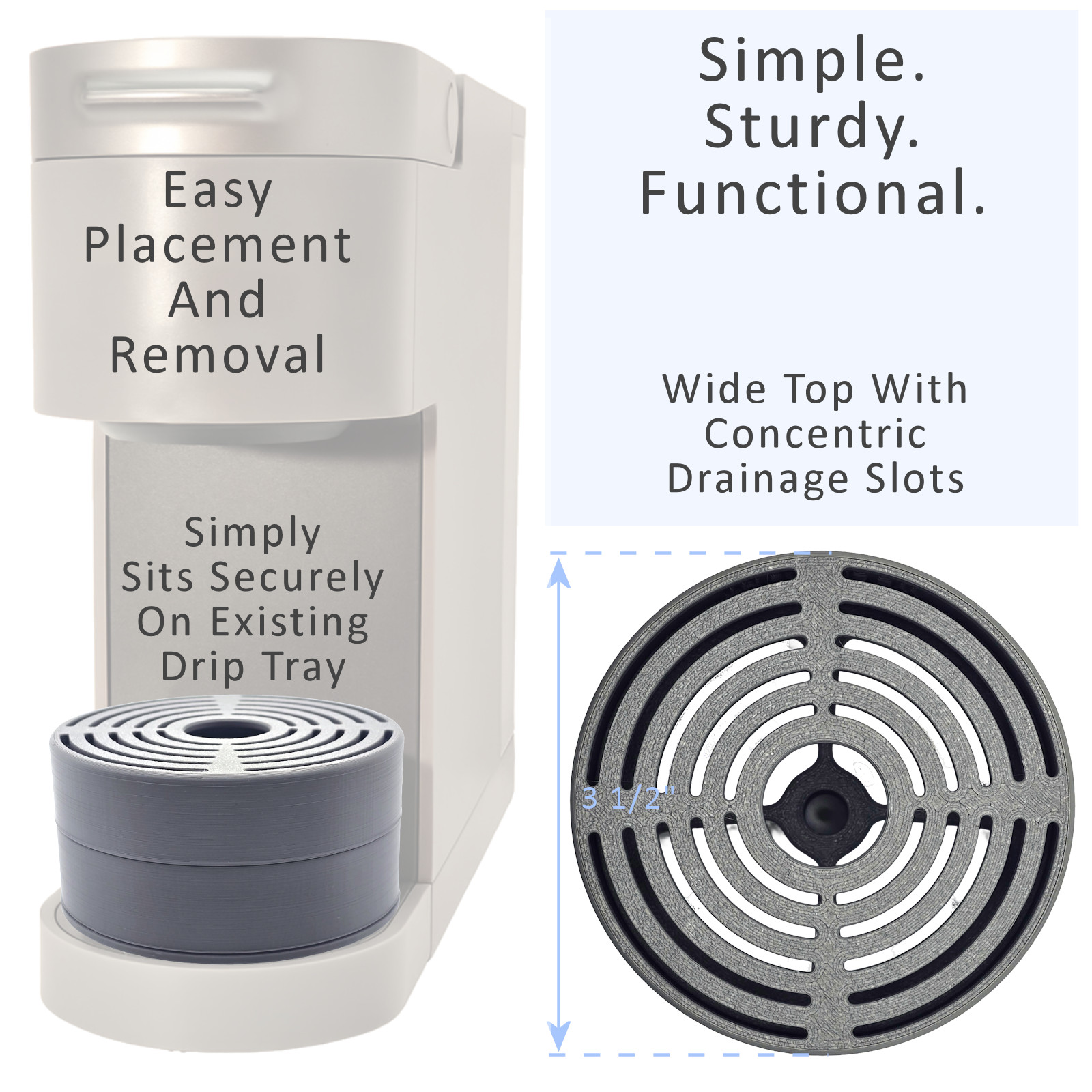 Anti-Splash Adjustable Coffee Cup Riser Accessory for K-Cup Coffee Makers Gray
