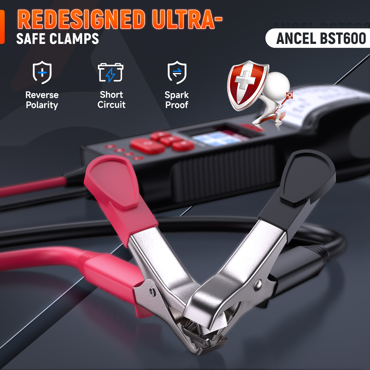 ANCEL BST600 Car Battery Tester with Printer - 12V/24V, 100-2000 CCA, Black