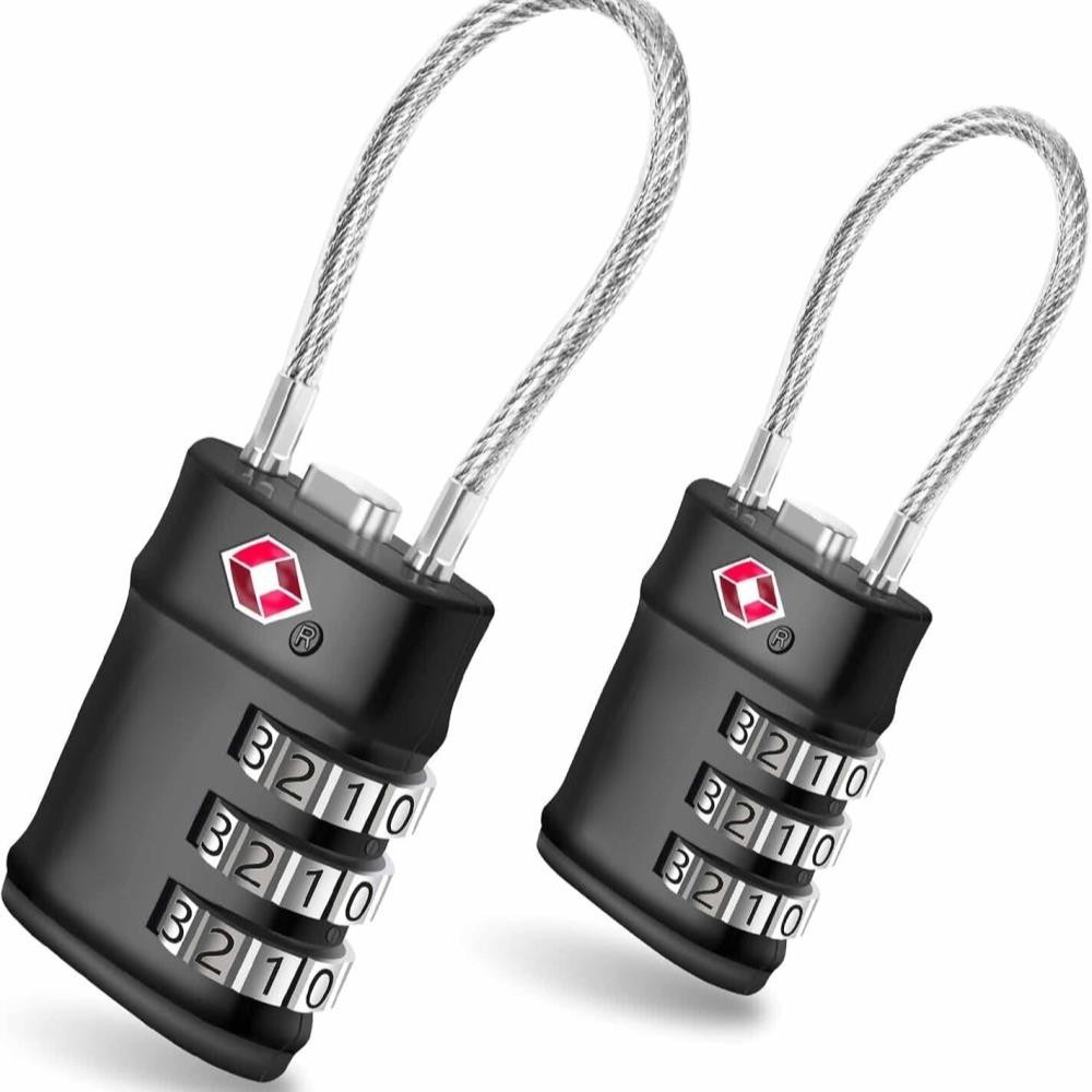 2 Pack New TSA Approved Luggage Locks, Combination Travel Cable Lock Kits [