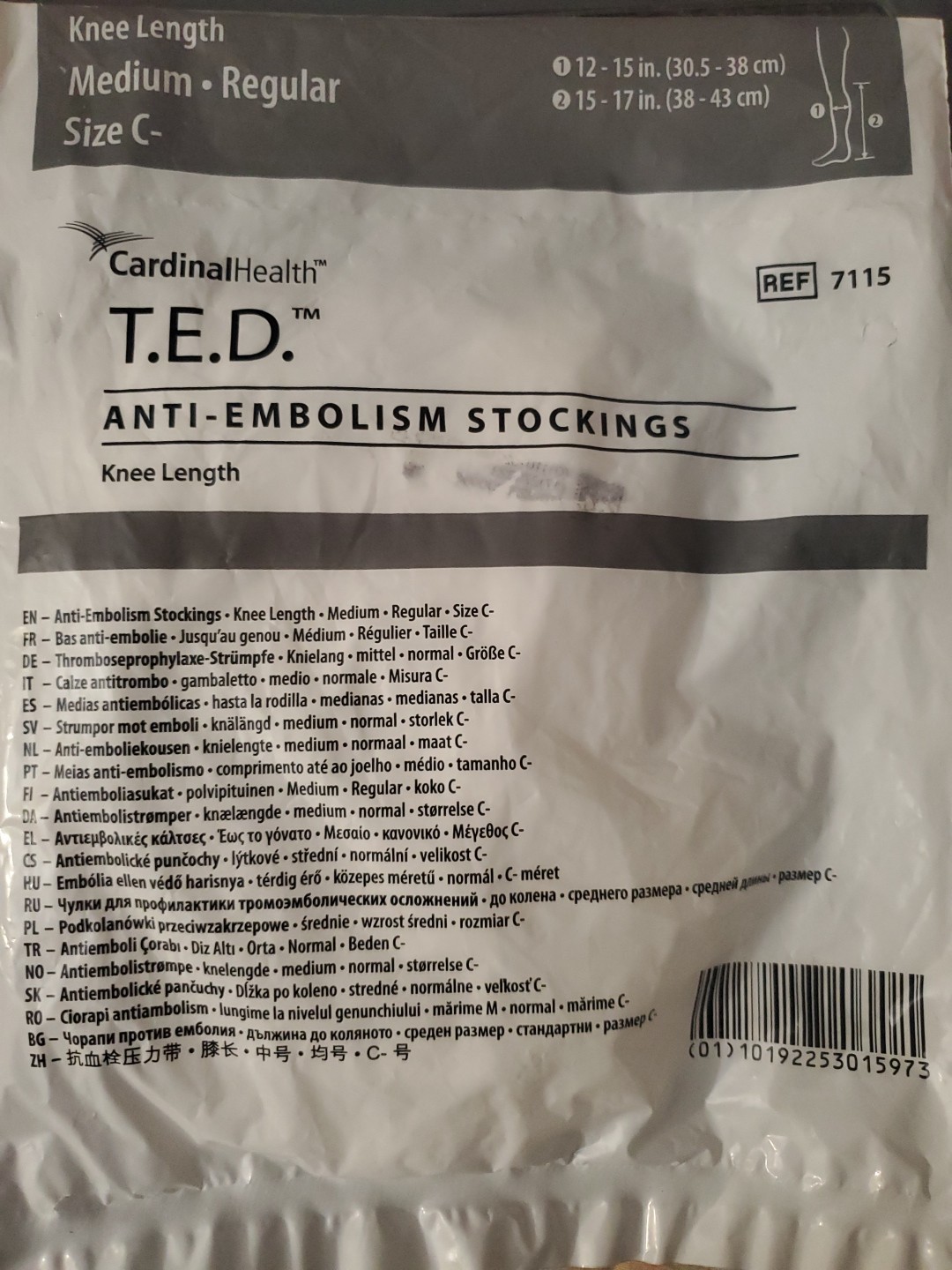 🤍 T.E.D Knee-Length Anti-Embolism Stockings Medium Regukar White Size C
