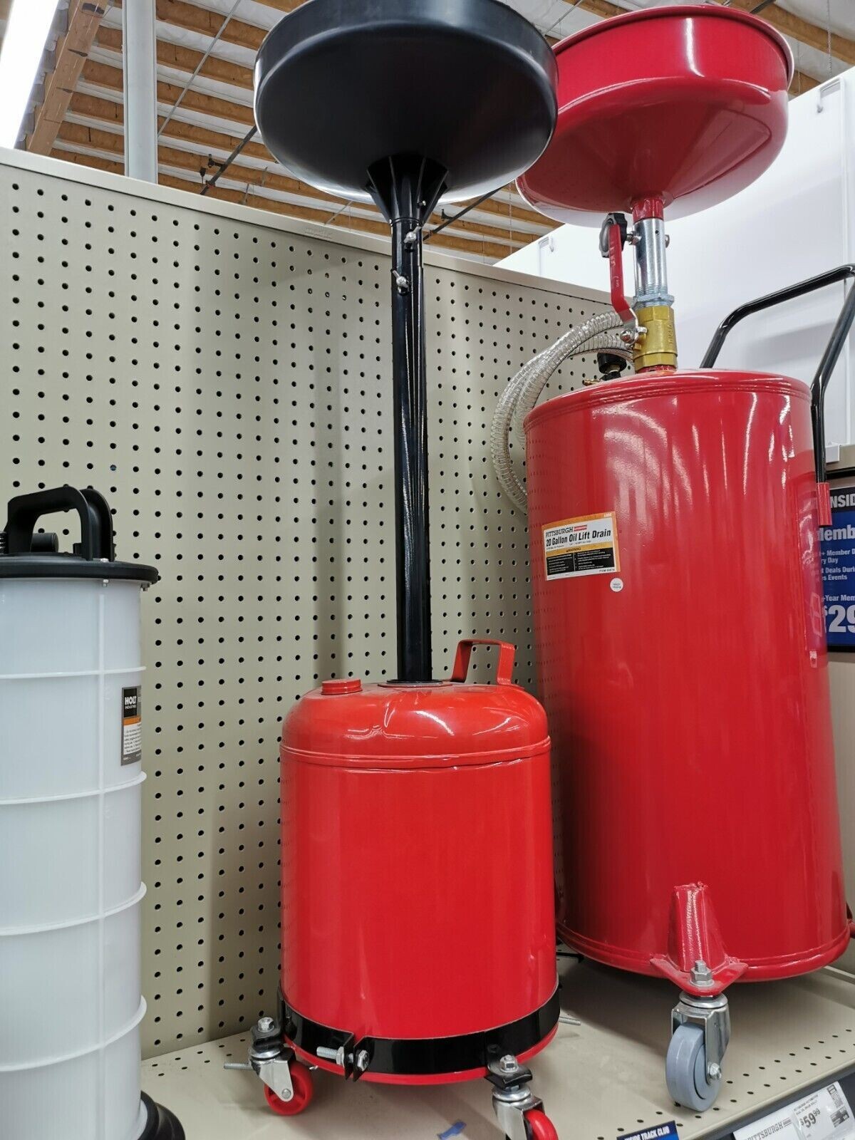 Oil Waste Drain Pan Portable 5 GAL Gallon Draining Tank Dolly Funnel Drum Lift