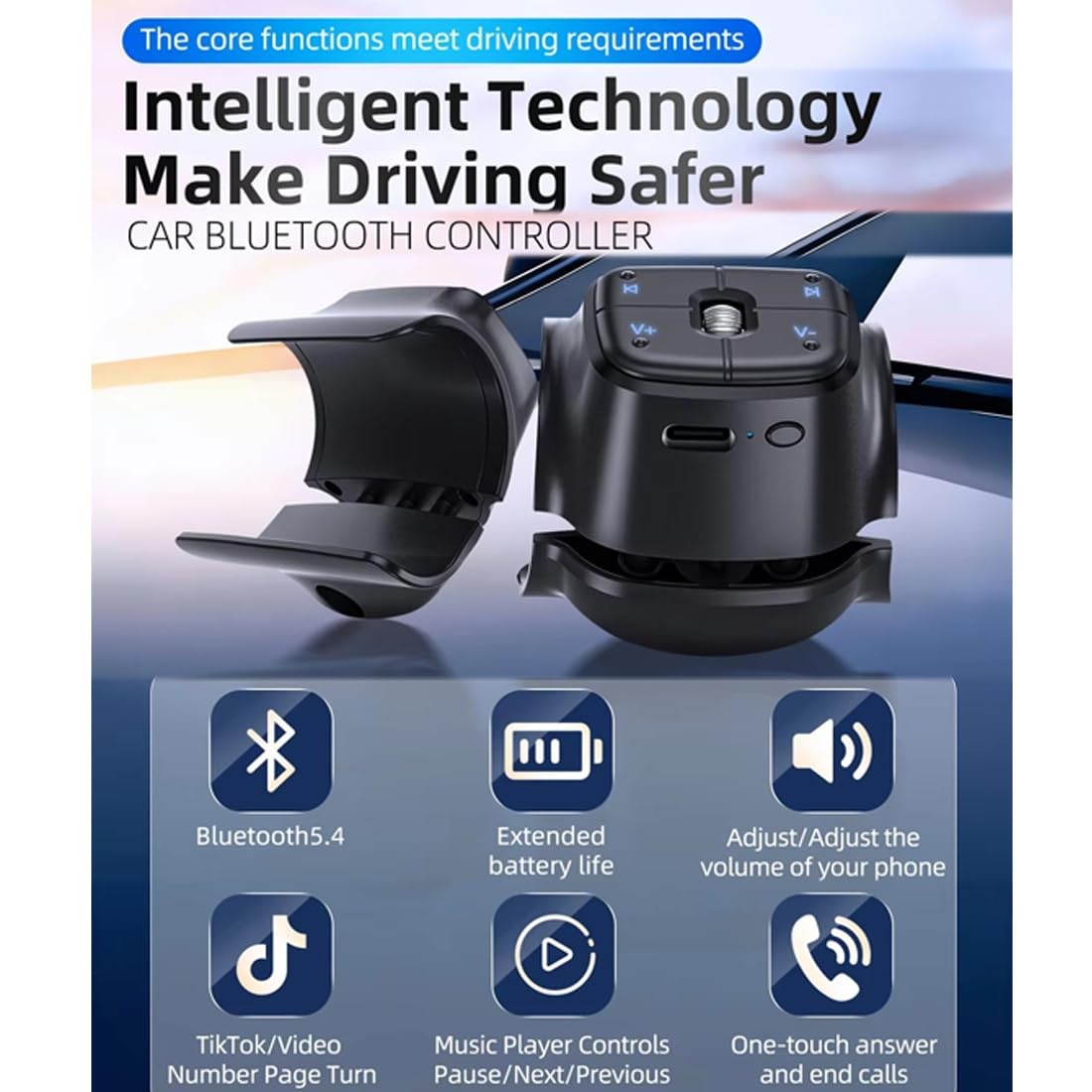 TitanAuto Bluetooth Media Remote TikTok Scrolling Car Steering Wheel Button