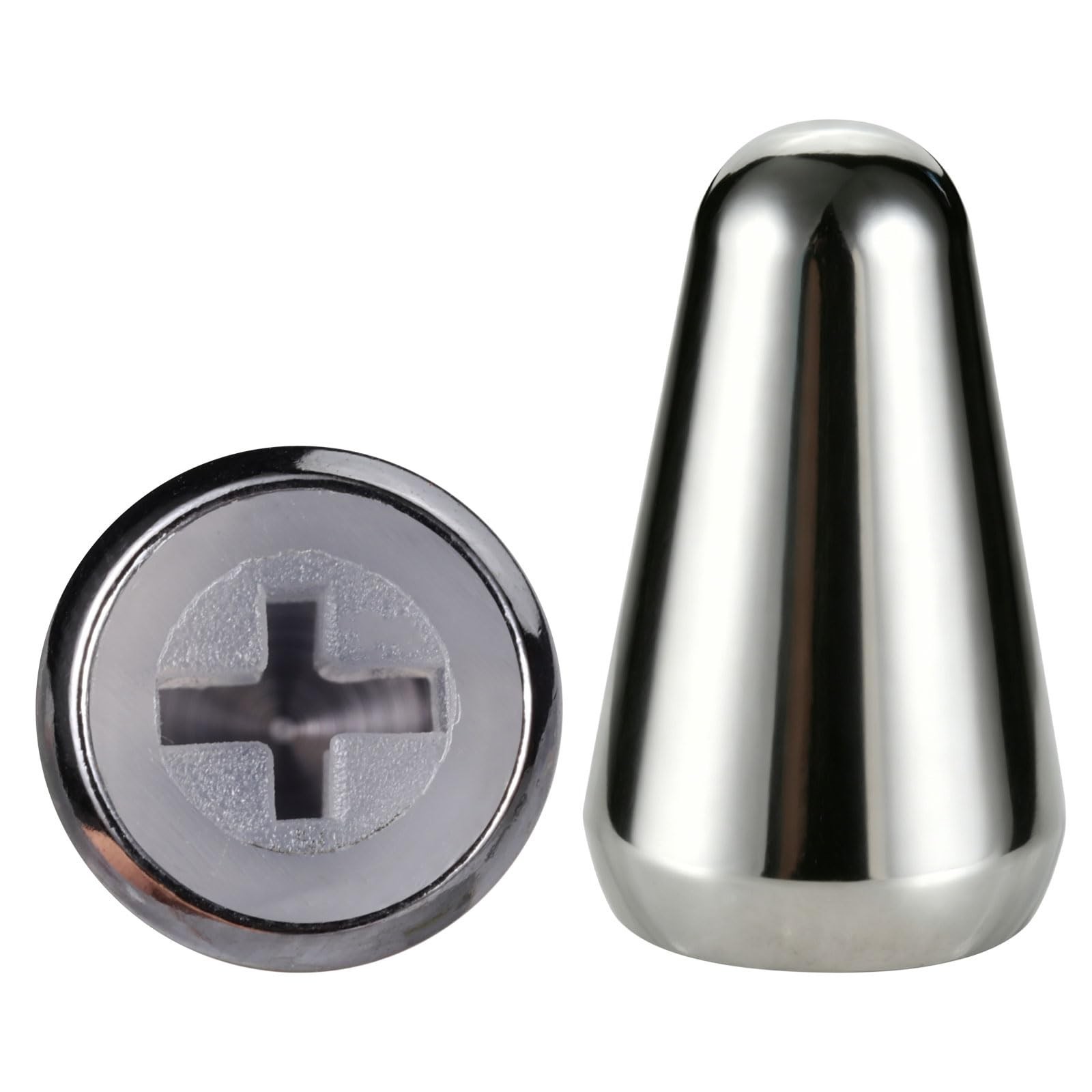 2-Pack Chrome 5-Way Switch Tip & Knob Cap Set for Fender Strat/Telecaster | D...
