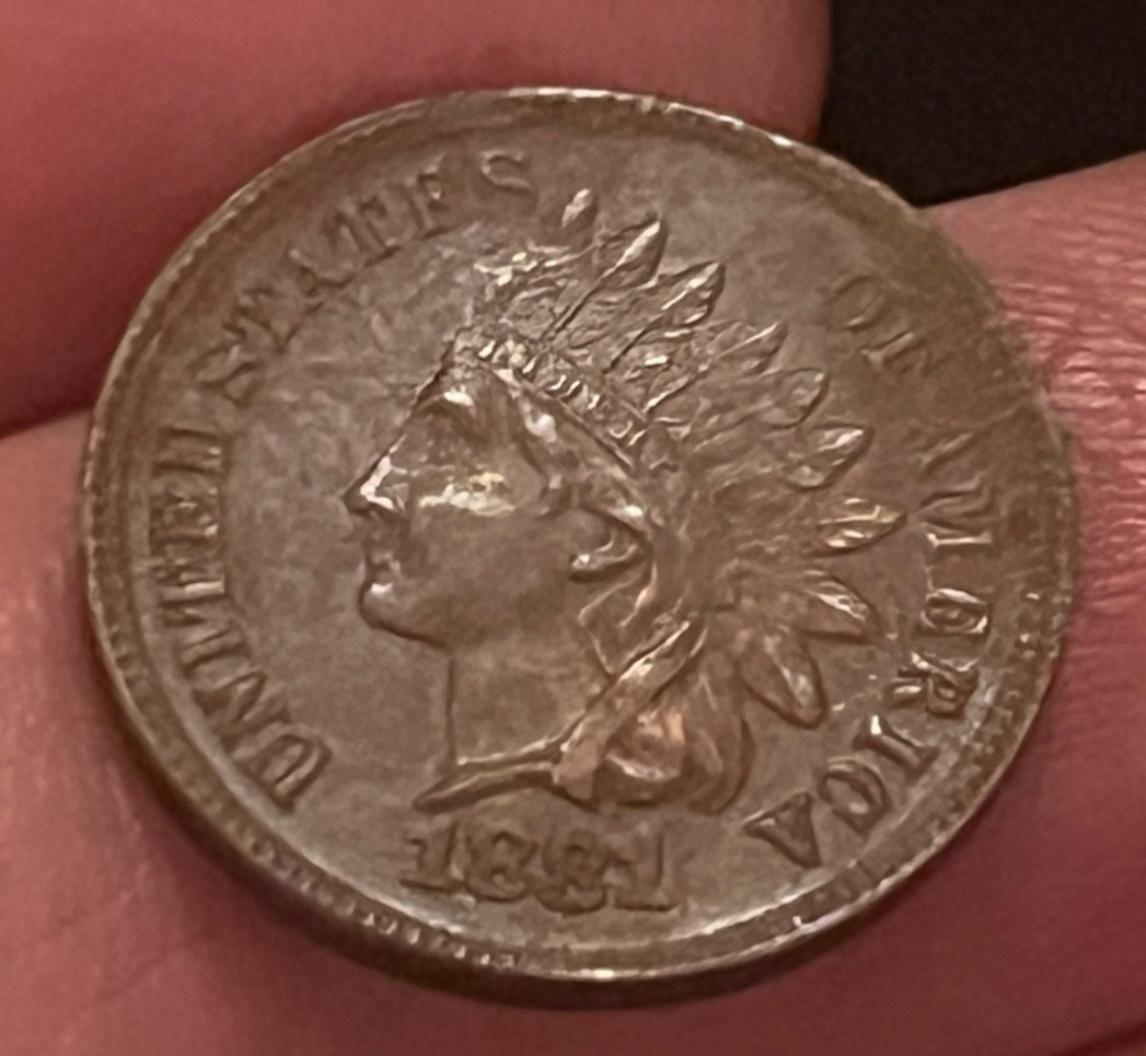 1881 Indian head cent, choice About Uncirculated /brown