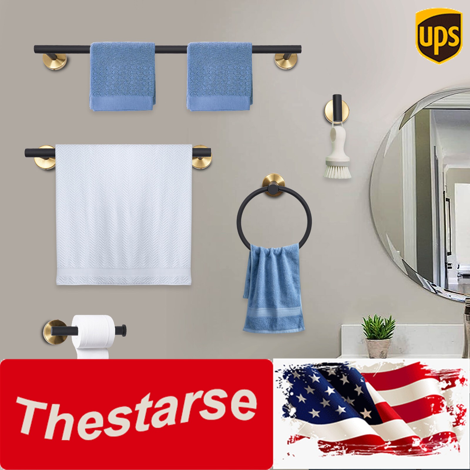 10 PCS Bathroom Hardware Set Stainless Steel Bathroom Accessory Set Towel Racks