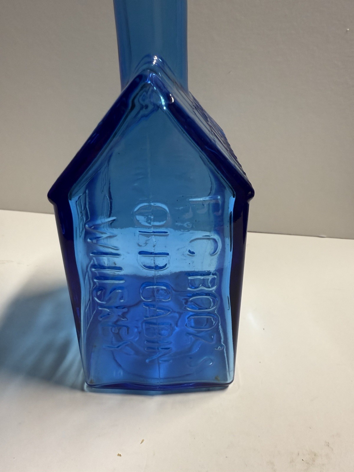 EC Booz’s 1840 Blue Whiskey Bottle. Empty. Stamped Wheaton NJ Glass Bottle