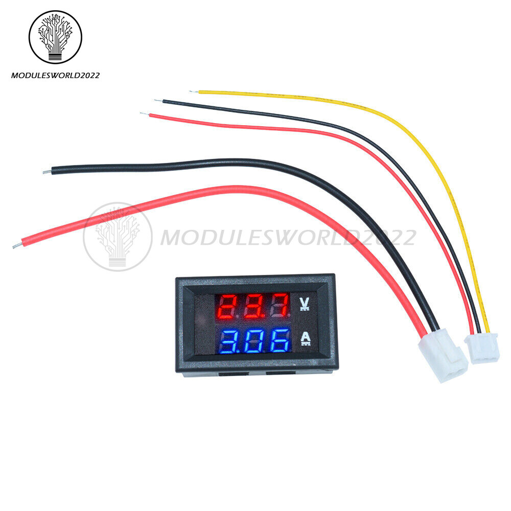 DC100V 10A Blue+Red LED Dual Digital Amp Voltmeter Ammeter+Red LED Voltage Meter