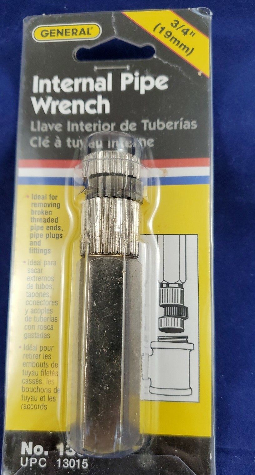 3/4 In. Internal Pipe Wrench remove broken threaded pipe plugs fittings hex fit