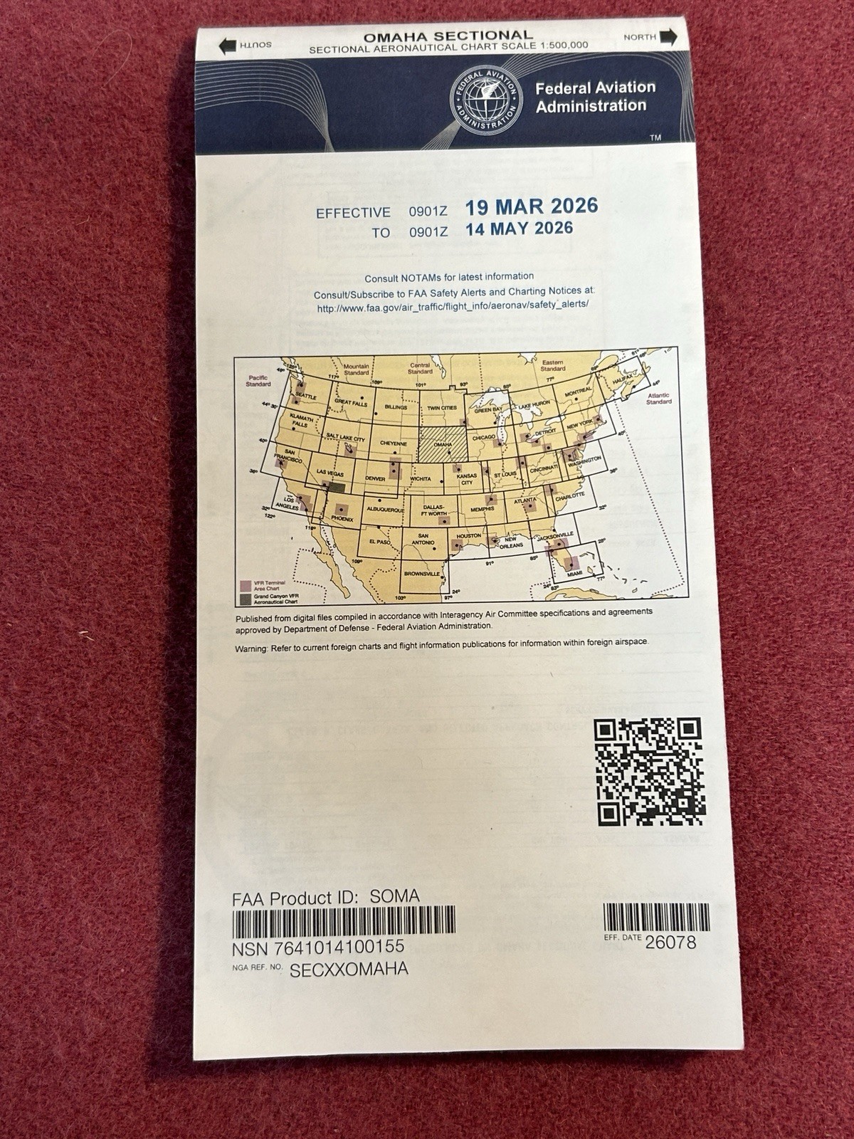 FAA OMAHA SECTIONAL Aeronautical Chart Map 19 Mar 2026 To 14 May 2026