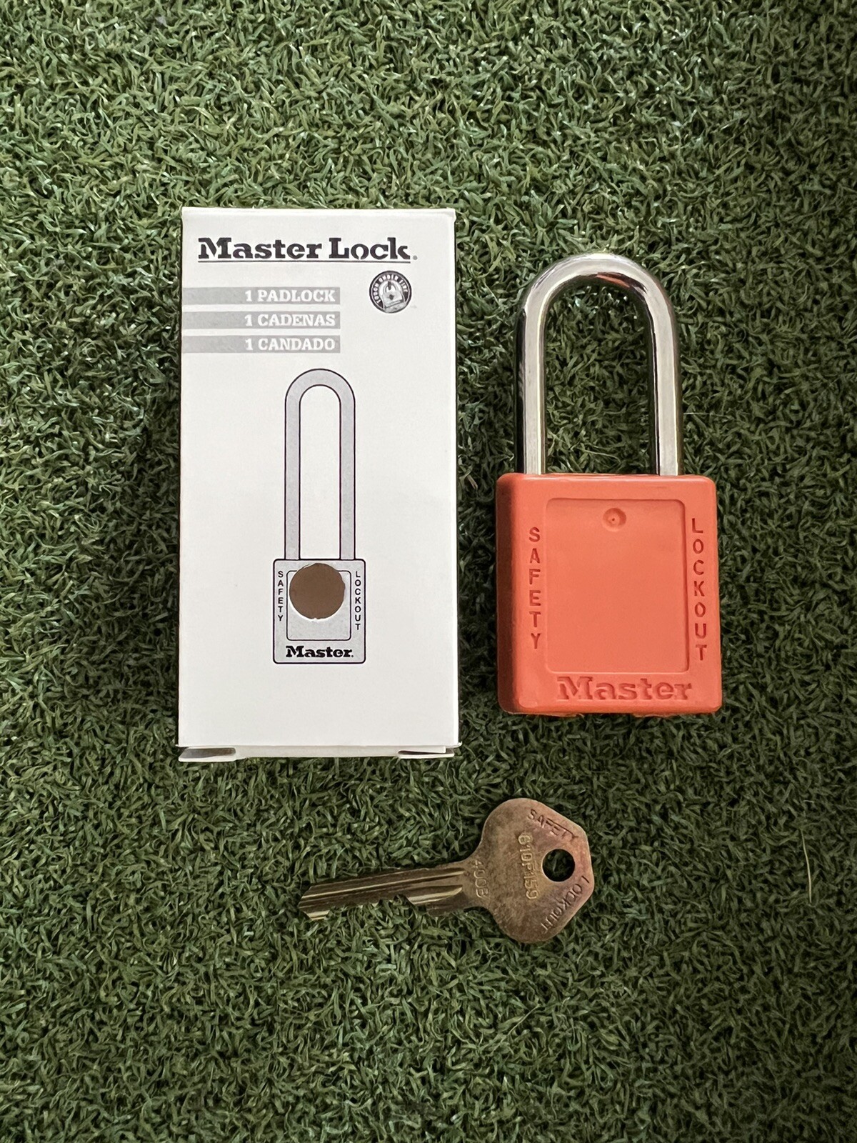 NEW  -  MasterLock  410ORJ  #410  Safety Lockout  Padlock -ORANGE-no Stickers