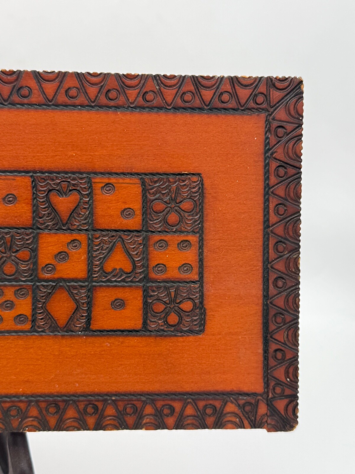 Souvenir, rectangular, wood box with hand crafted design