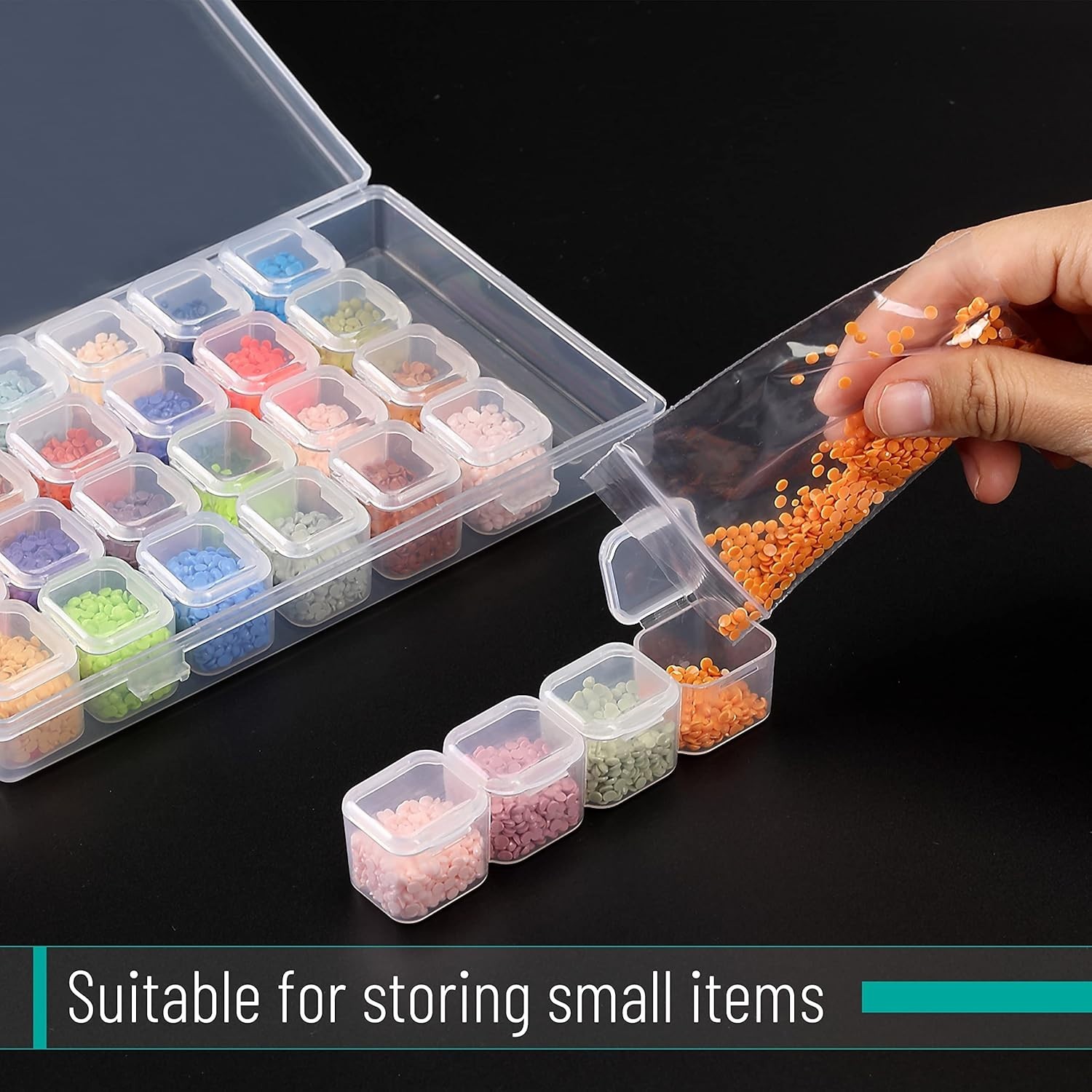 Compact 28-Compartment Bead Organizer - Waterproof & Label Ready, 2 Pack