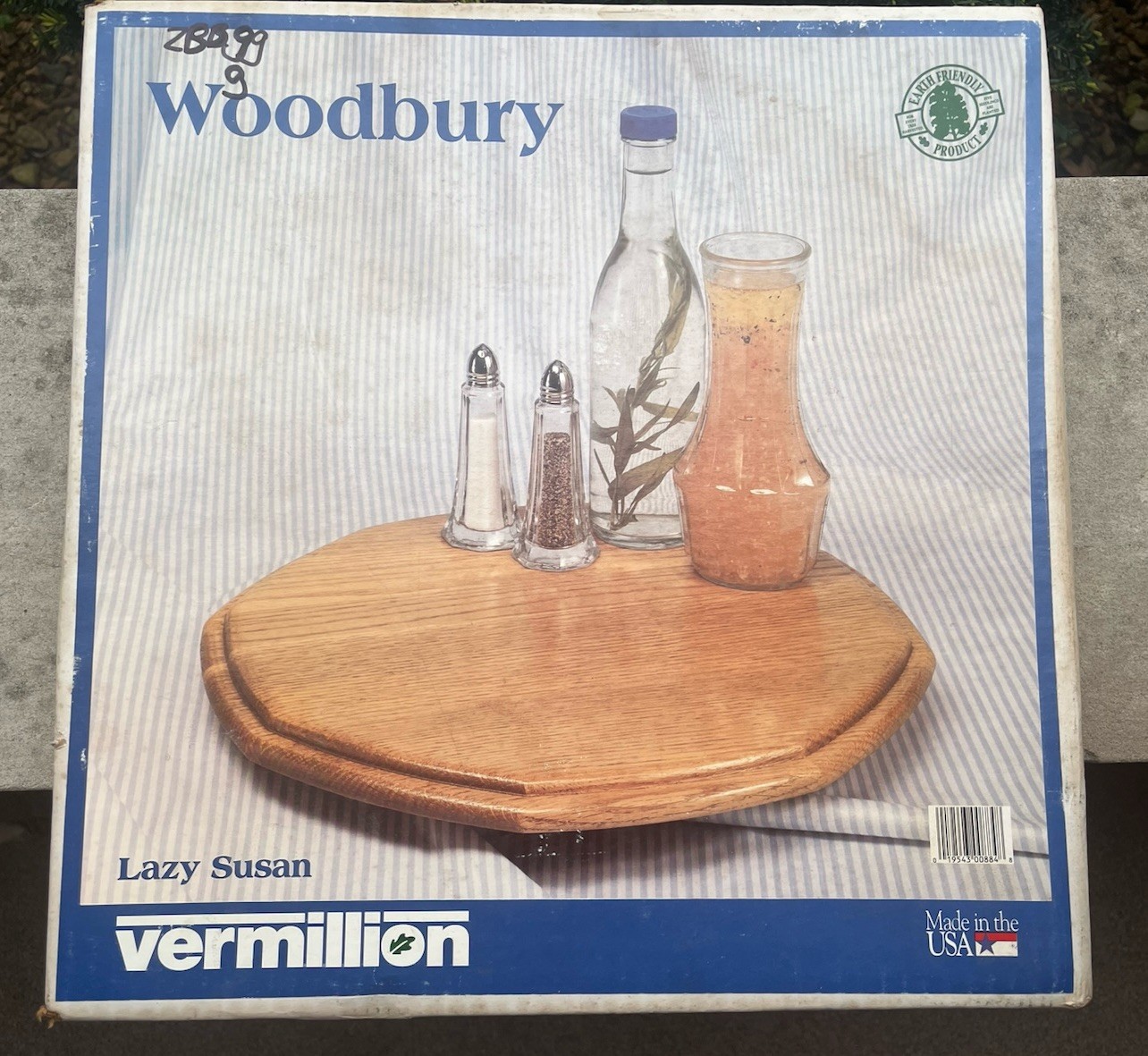 Vtg Retro 1980's Solid Oak Wooden Lazy Susan Turntable Heavy Duty Cottagecore