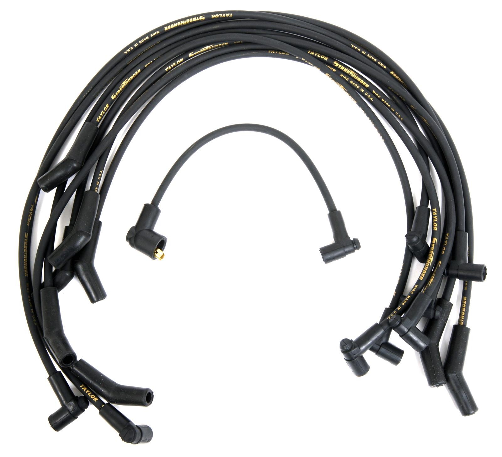 Taylor Spark Plug Wire Set 51004; Street Thunder 8mm Black 45 deg HEI for GM V8
