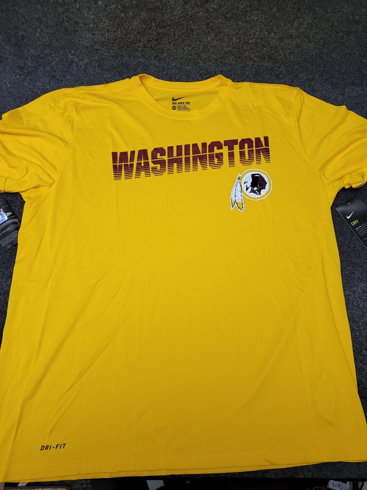 Washington Shirt Mens 2XL Yellow NFL Football Nike Dri Fit Tee On Field