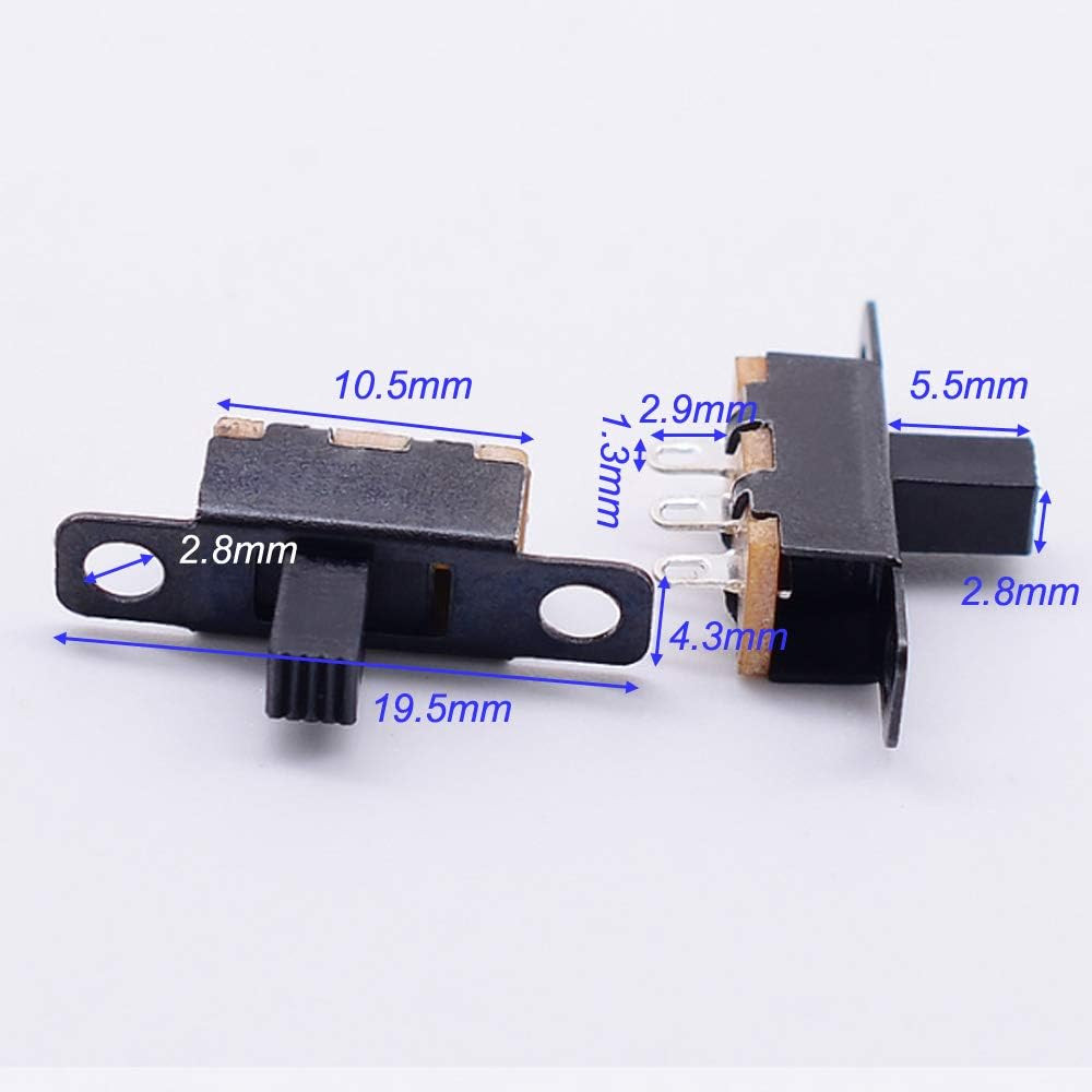 150Pcs Slide Switch 3 Pin 2 Position 0.5A 50V DC, Mini Panel Slide Switch SPDT O
