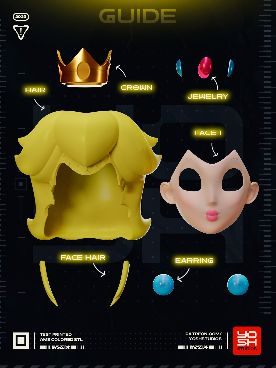 Princess Peach Mask 3D Printed N Color