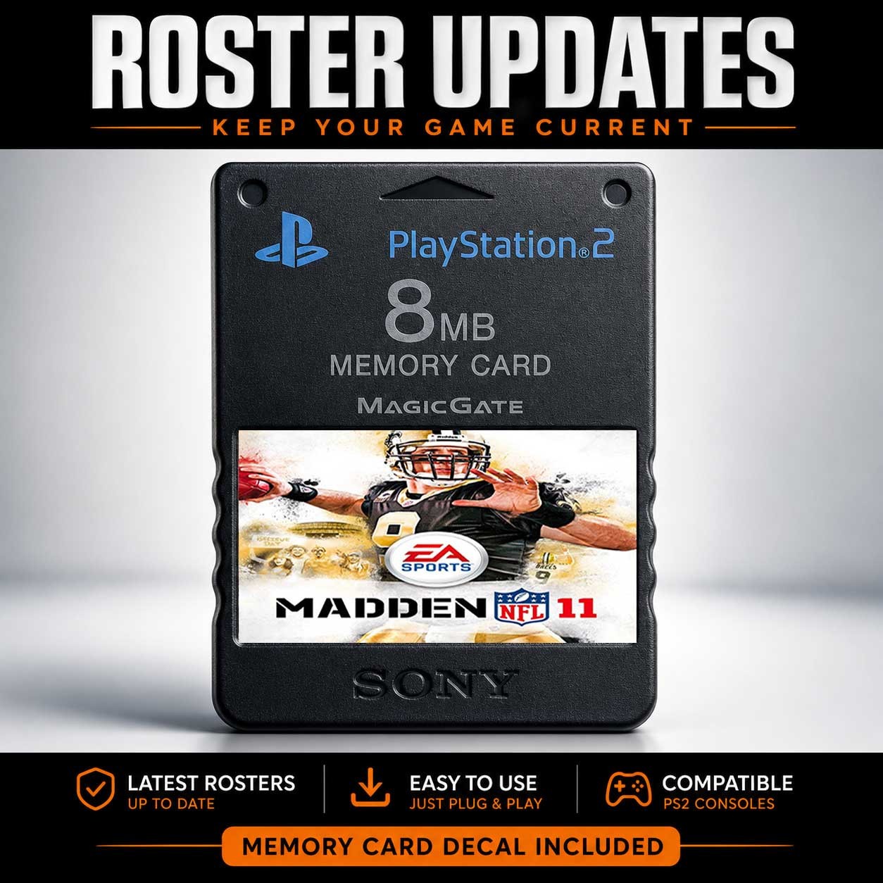 Madden 11 Roster Updates PS2 Official Memory Card Unlocked 100% Complete Saves