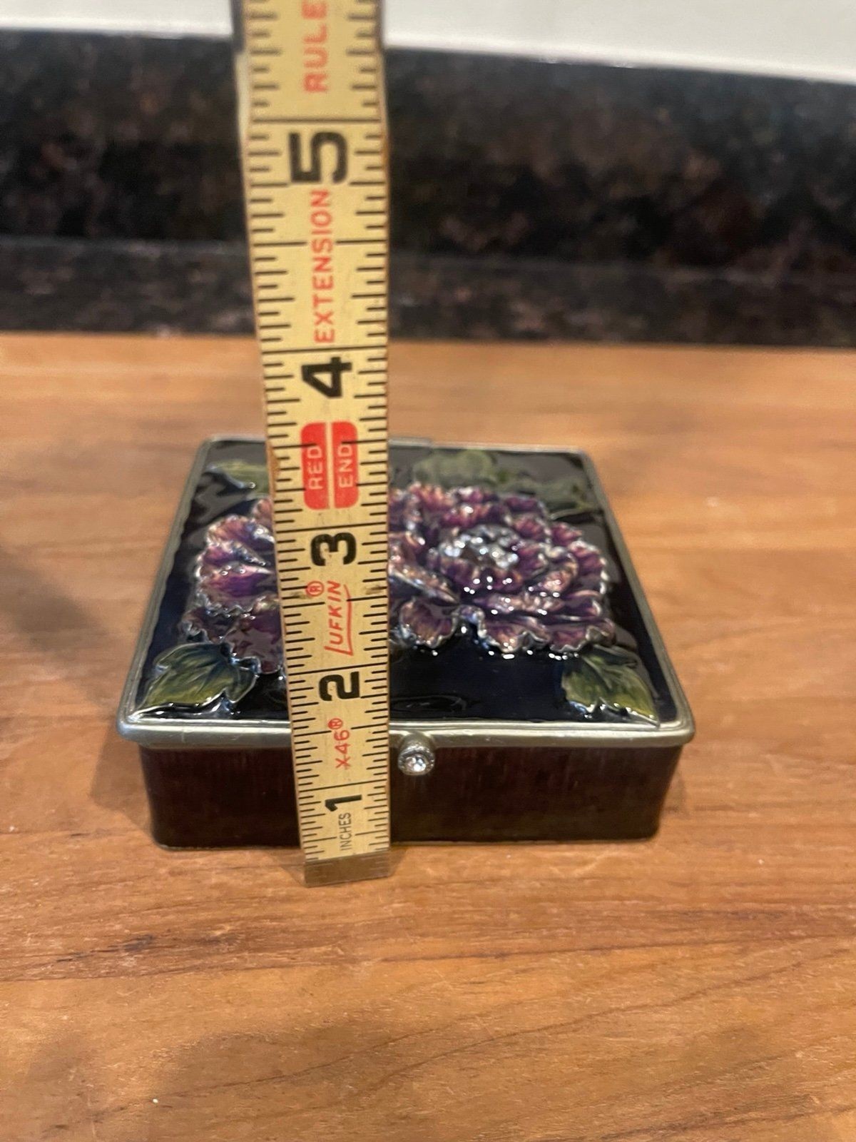 Enamel Flower Square trinket box