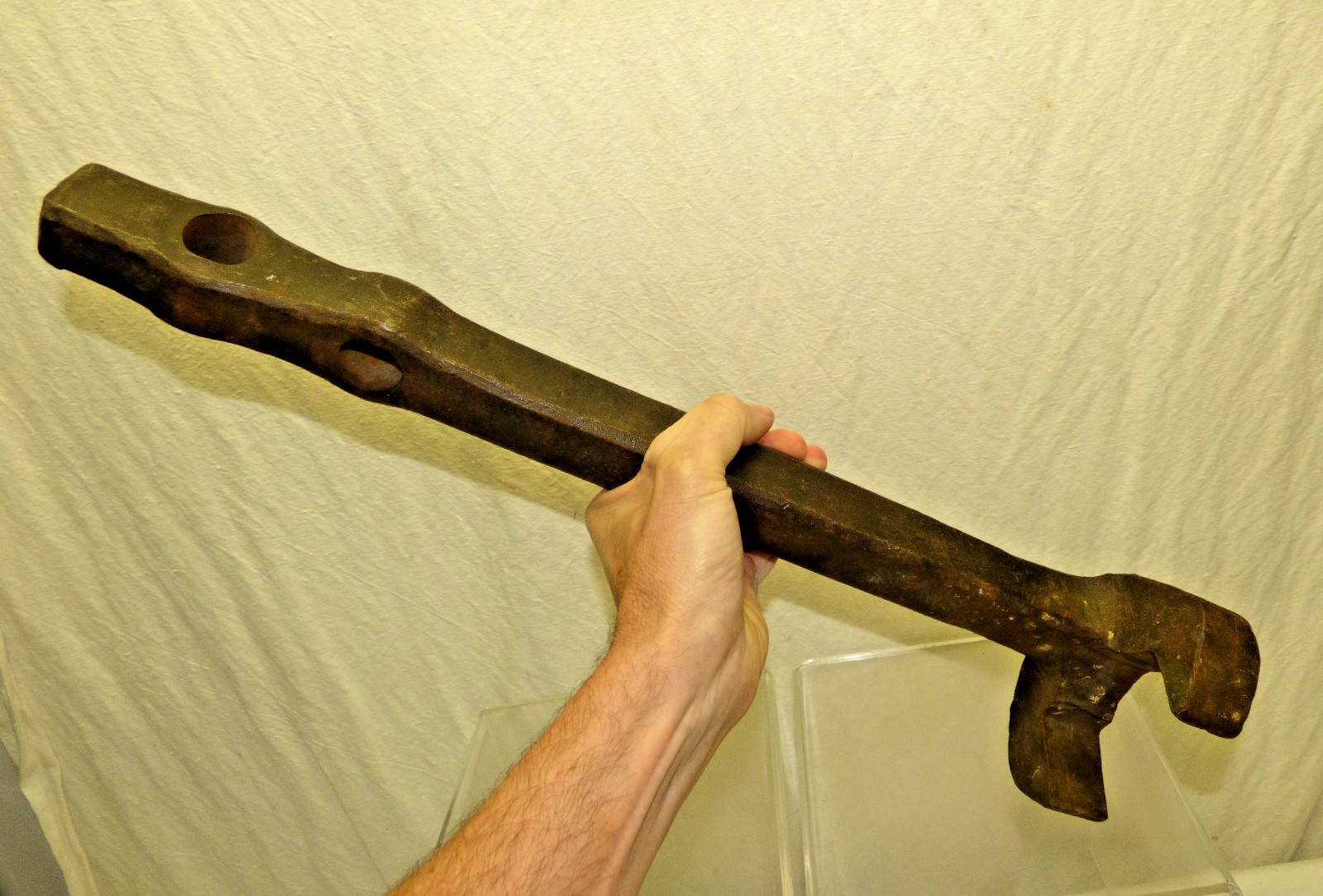 Large Antique BLACKSMITH Made FORGED Crowfoot WRENCH Farm Tractor Railroad