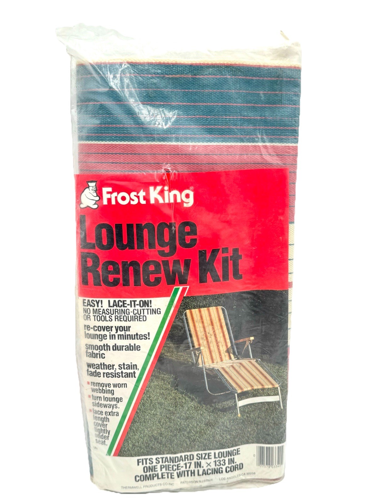 Vintage Frost King Lounge Chair Webbing Renew Kit Blue Cream Red Striped New