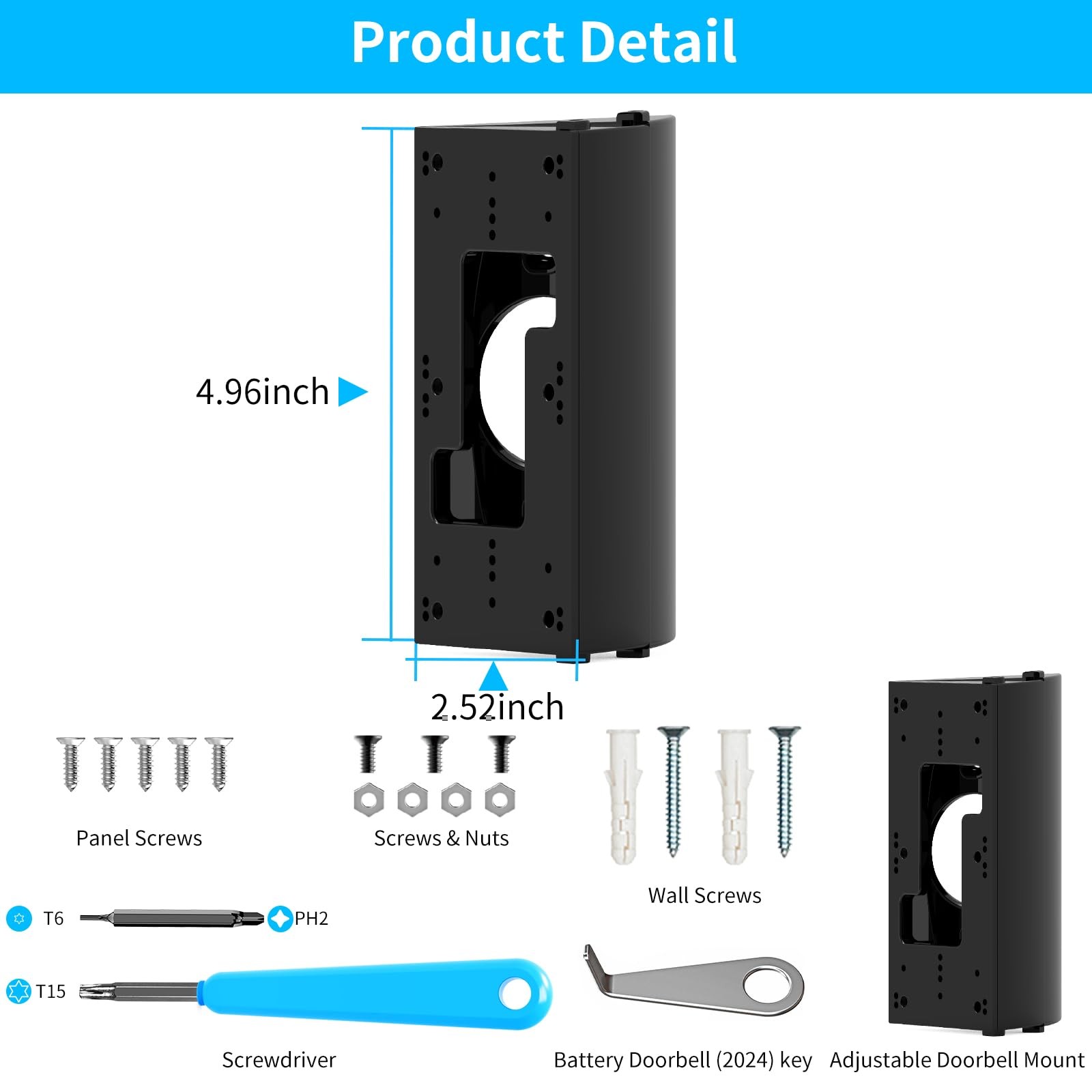 Adjustable 30 to 55 Degree Doorbell Angle Mount Compatible with Most Video Do...