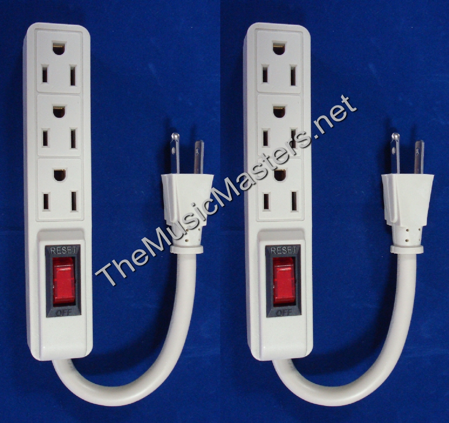 2X Mini Add-on DJ Band 3 Outlet AC POWER STRIP w/ Lighted On/Off Switch 5" Cord