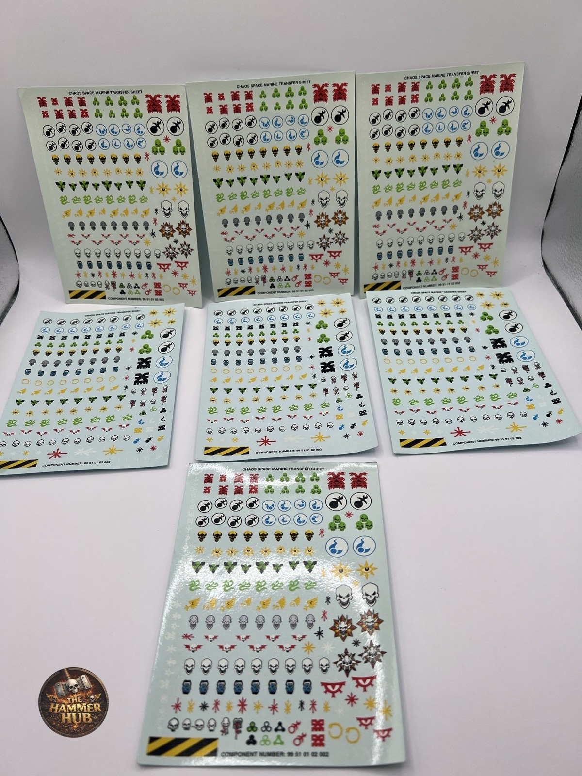Vintage Chaos Transfer Sheets x7 Warhammer 40K Decals OOP Rare – 40K‑M‑036