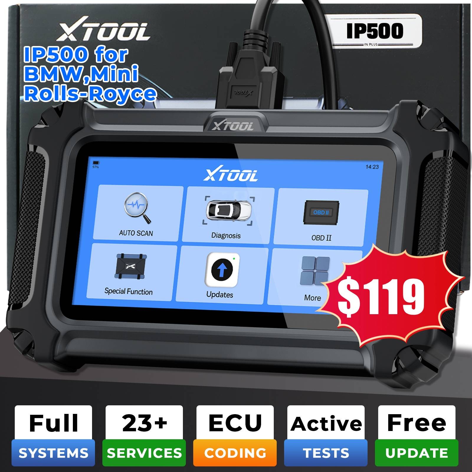 XTOOL IP500 for BMW All System Bidirectional OBD2 Scanner Diagnostic Tool Coding