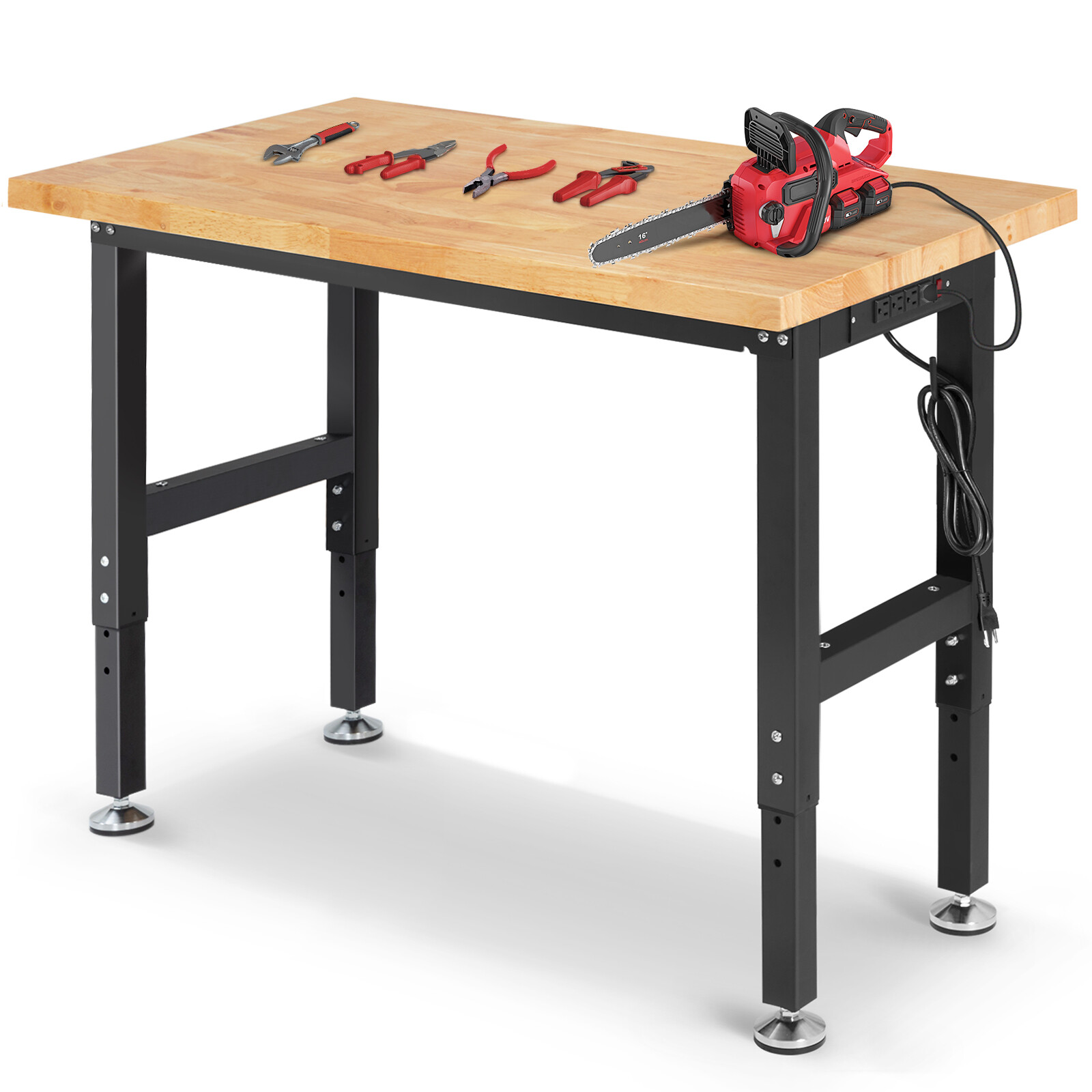 Adjustable Workbench 48'' 2000 Lbs Heavy-Duty Work Benches with Power Outlets