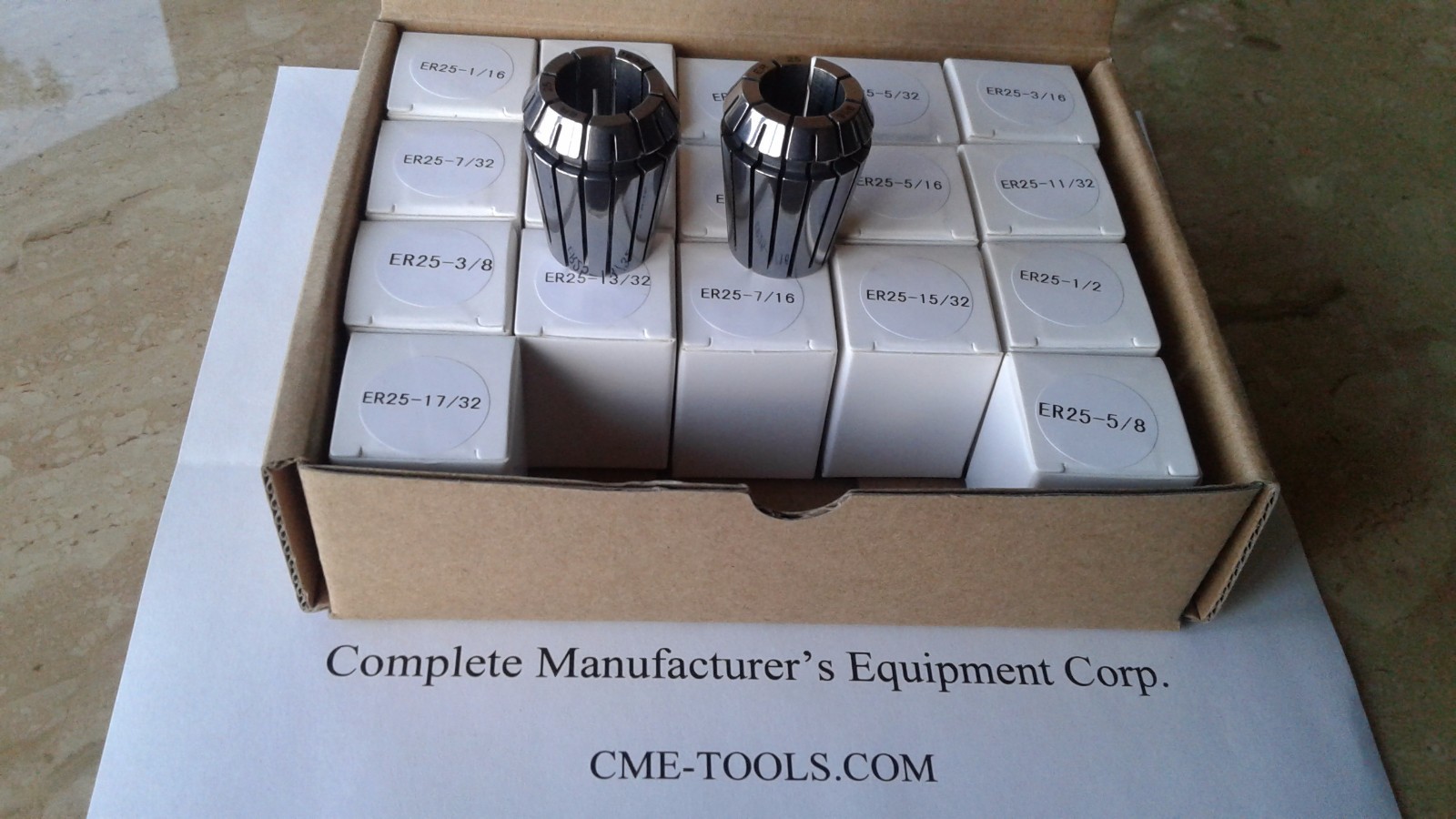19 pcs ER25 Collets set, 1/16" to 5/8" by 1/32nds increase, #ER25-SET19--new