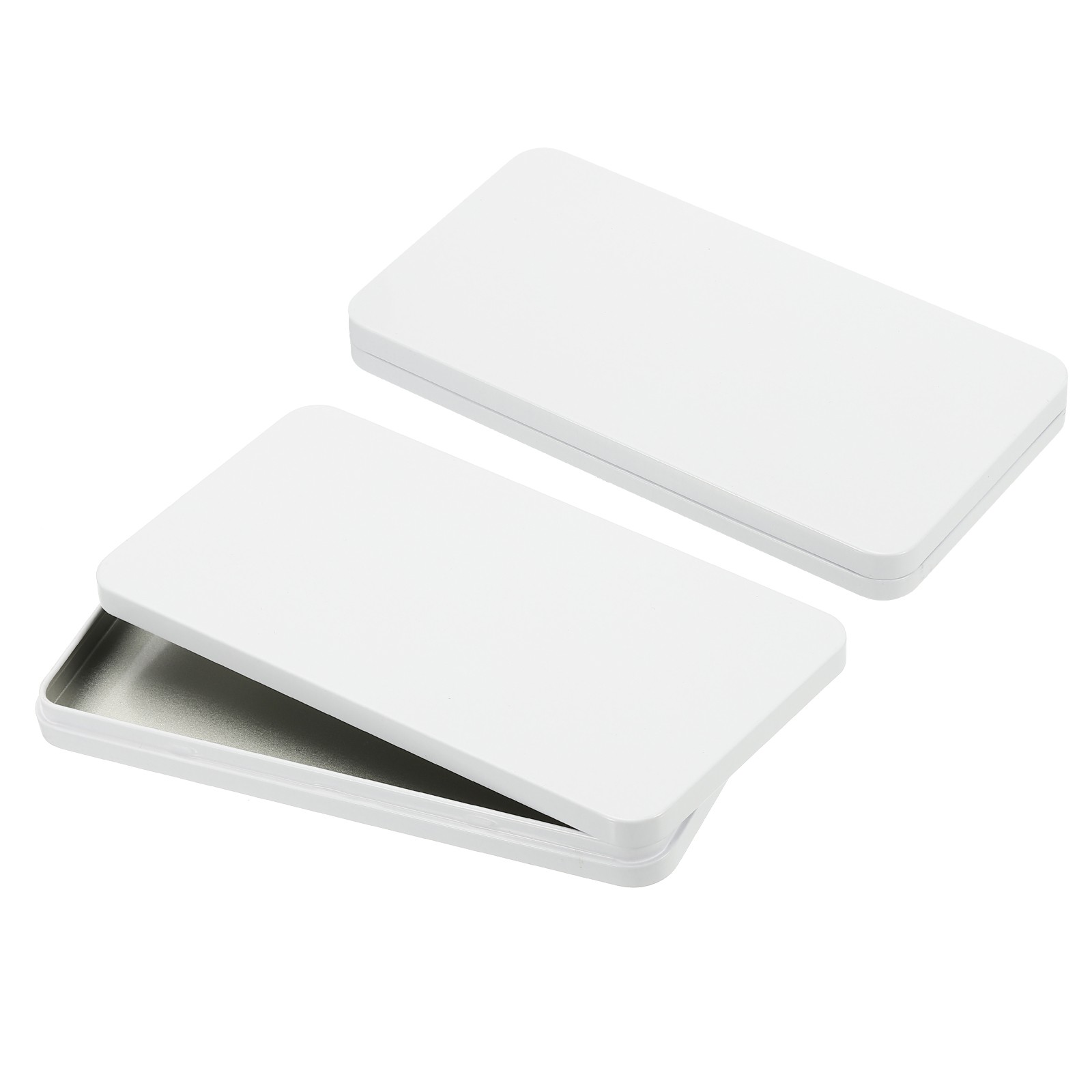 Small Cash Box, 2 Pcs Money Holder Metal Tin Box Cash Tray Organizer, White