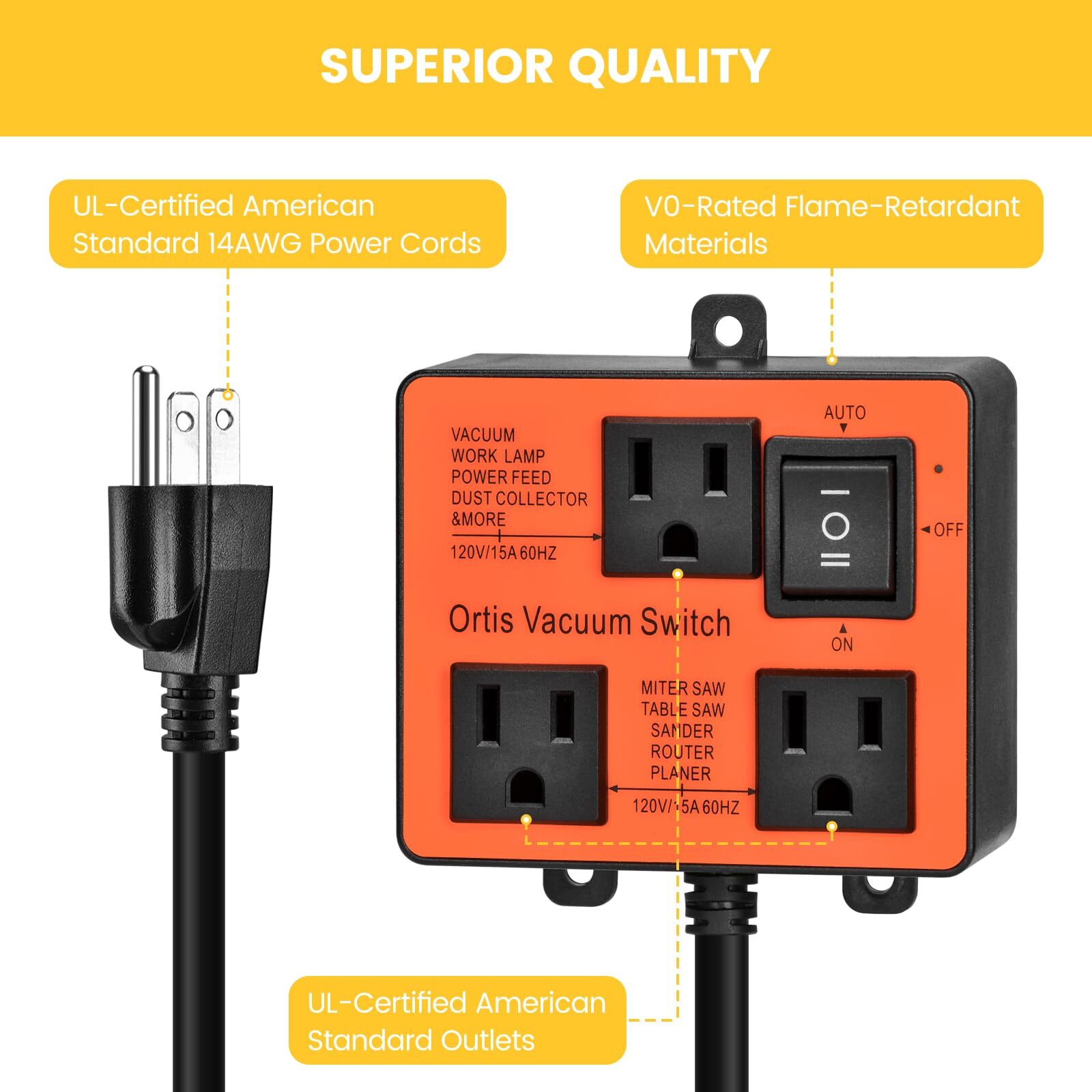 Automatic Vacuum Switch, Vacuum Switch for More Power Tools, Delay Vacuum On/...