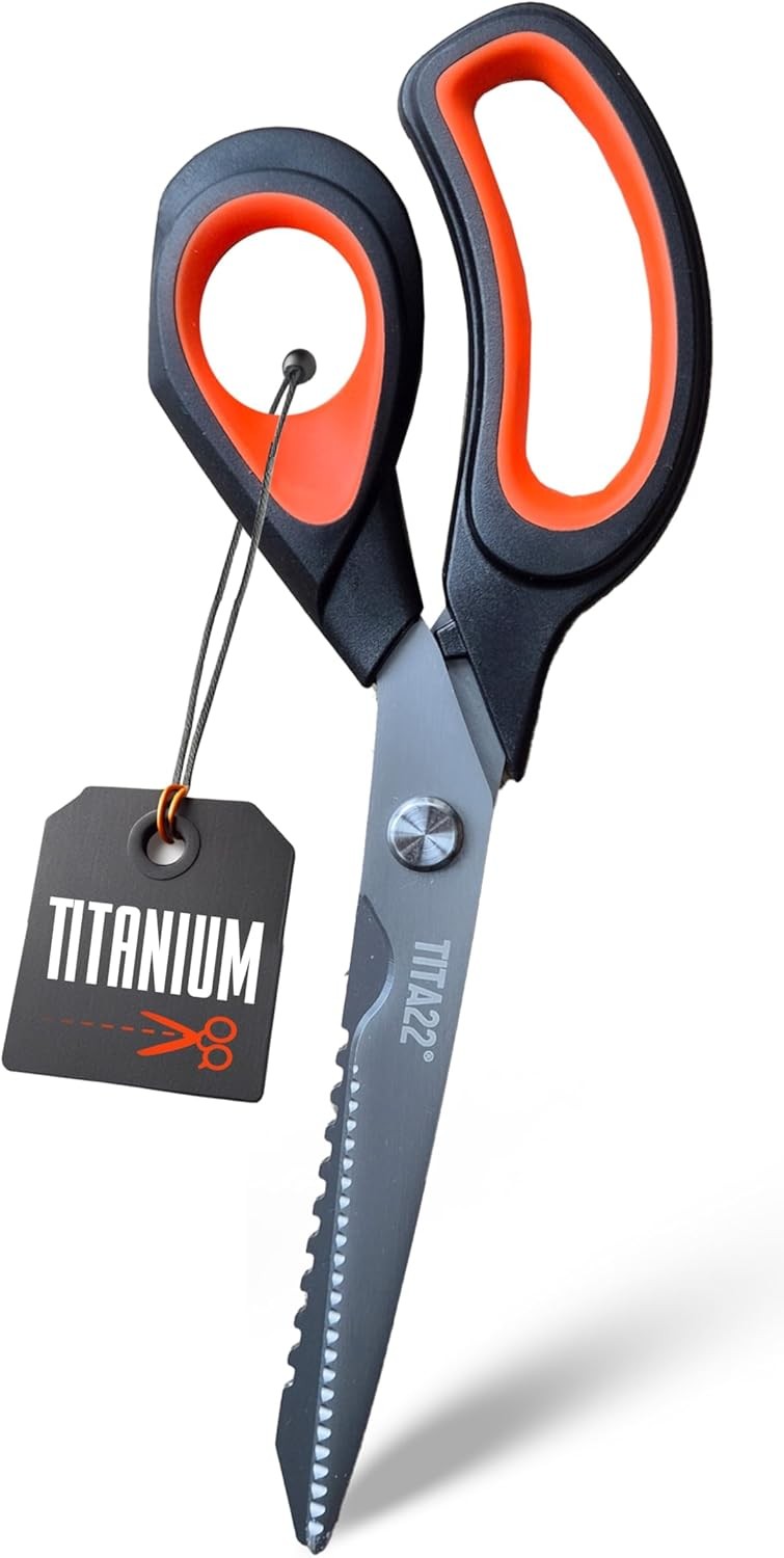 Heavy Duty Titanium Coated Scissors Ergonomic Grip Durable Steel Blades