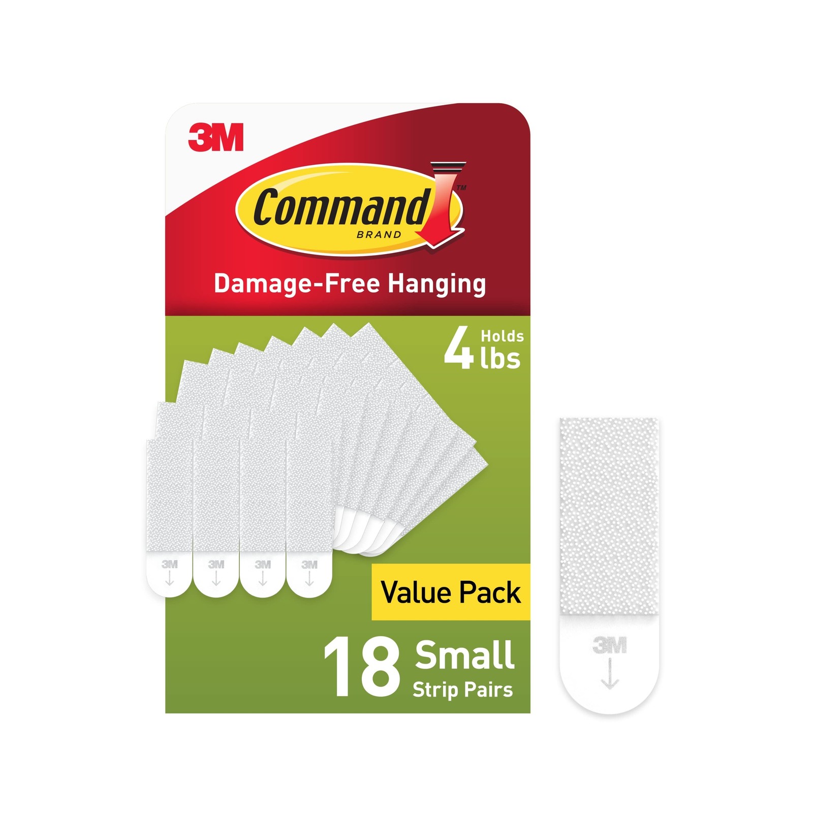 Command 4 lb Small Picture Hanging Strips 18 Pairs (36 Command Strips), Damag...