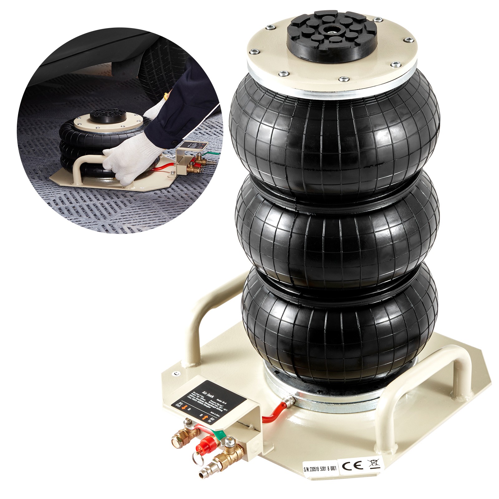 Triple Bag Air Jack 3 Ton/6600 lbs Pneumatic Jack for Car SUV Lifting