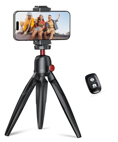 Phone Tripod, Flexible Cell Phone Tripod with Wireless Remote, Mini Tripod