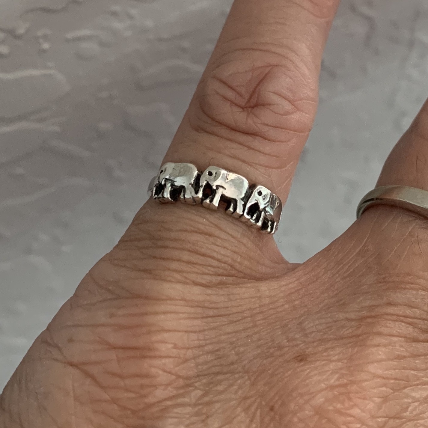 Sterling Silver Marching Elephants Toe Ring, Silver Rings, Animal Ring, Elephant