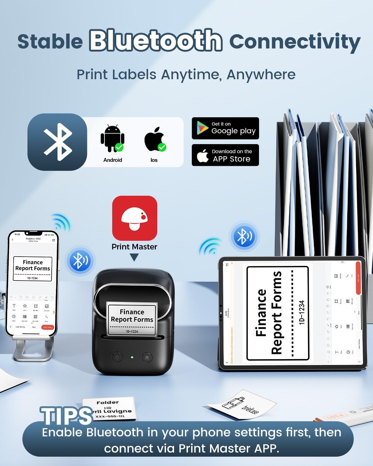 M108 2-Inch Bluetooth Label Maker - Portable Inkless Printer for All Projects