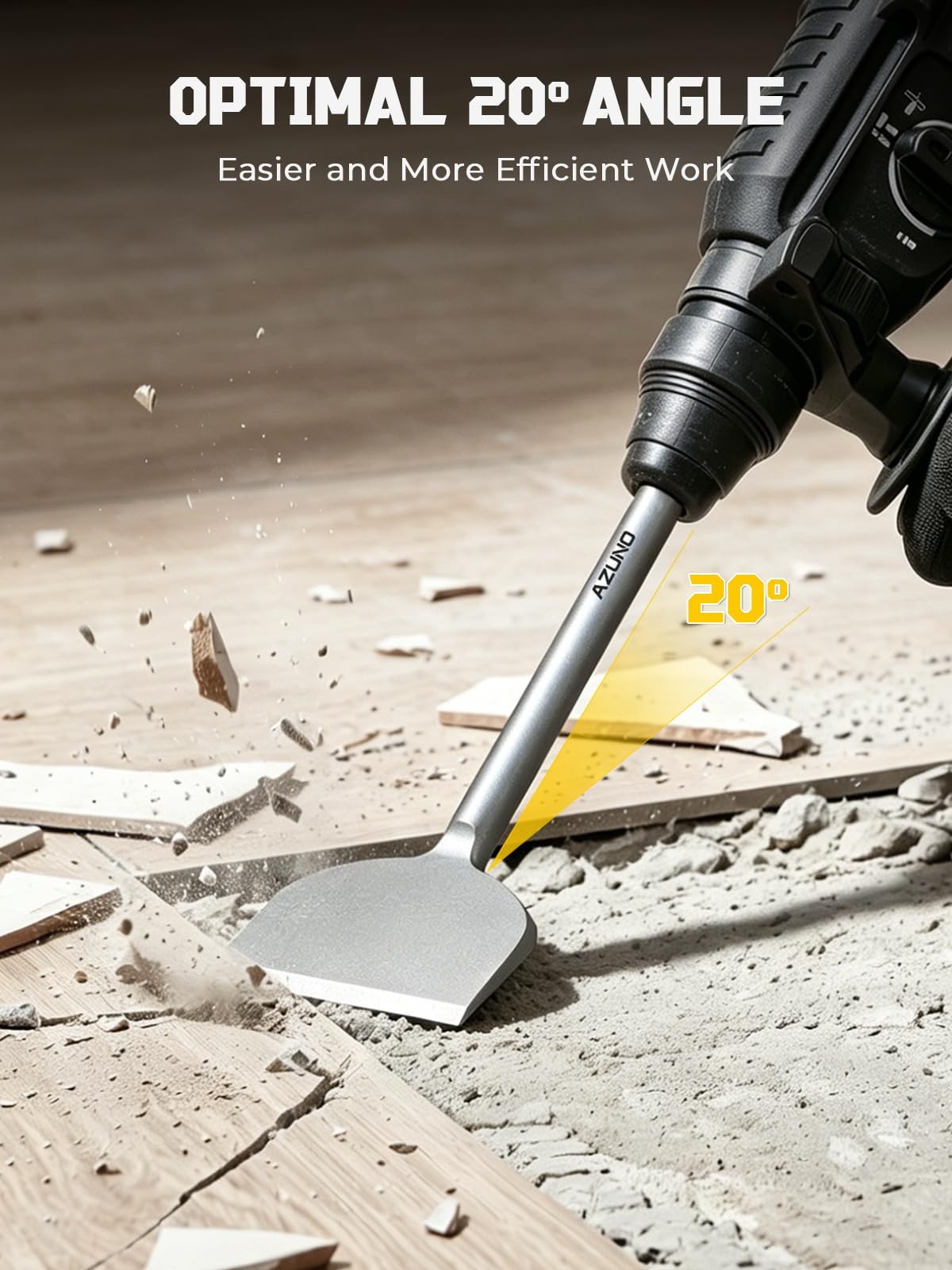 SDS Plus Chisel Set, 3-Piece Tile Removal & Demolition Bits for Rotary Hammer...