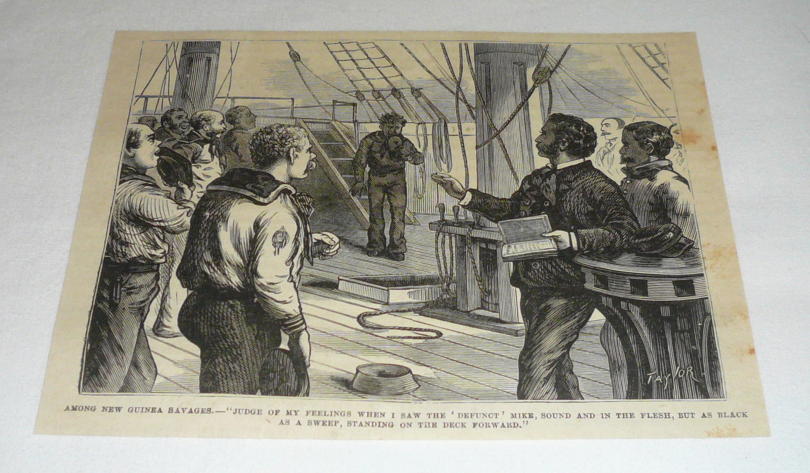 1878 magazine engraving ~ CREW OF NAVAL VESSAL ON DECK