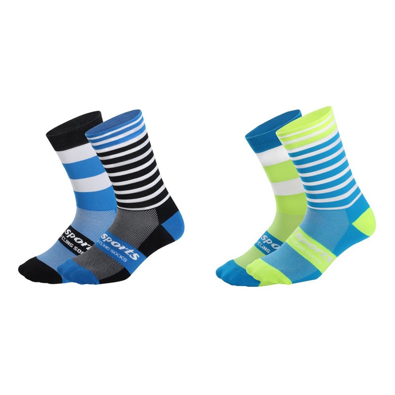 2Pairs Cycling Socks Riding Bicycle Bike Sports Ankle Socks XC MTB BMX Cyan Blue