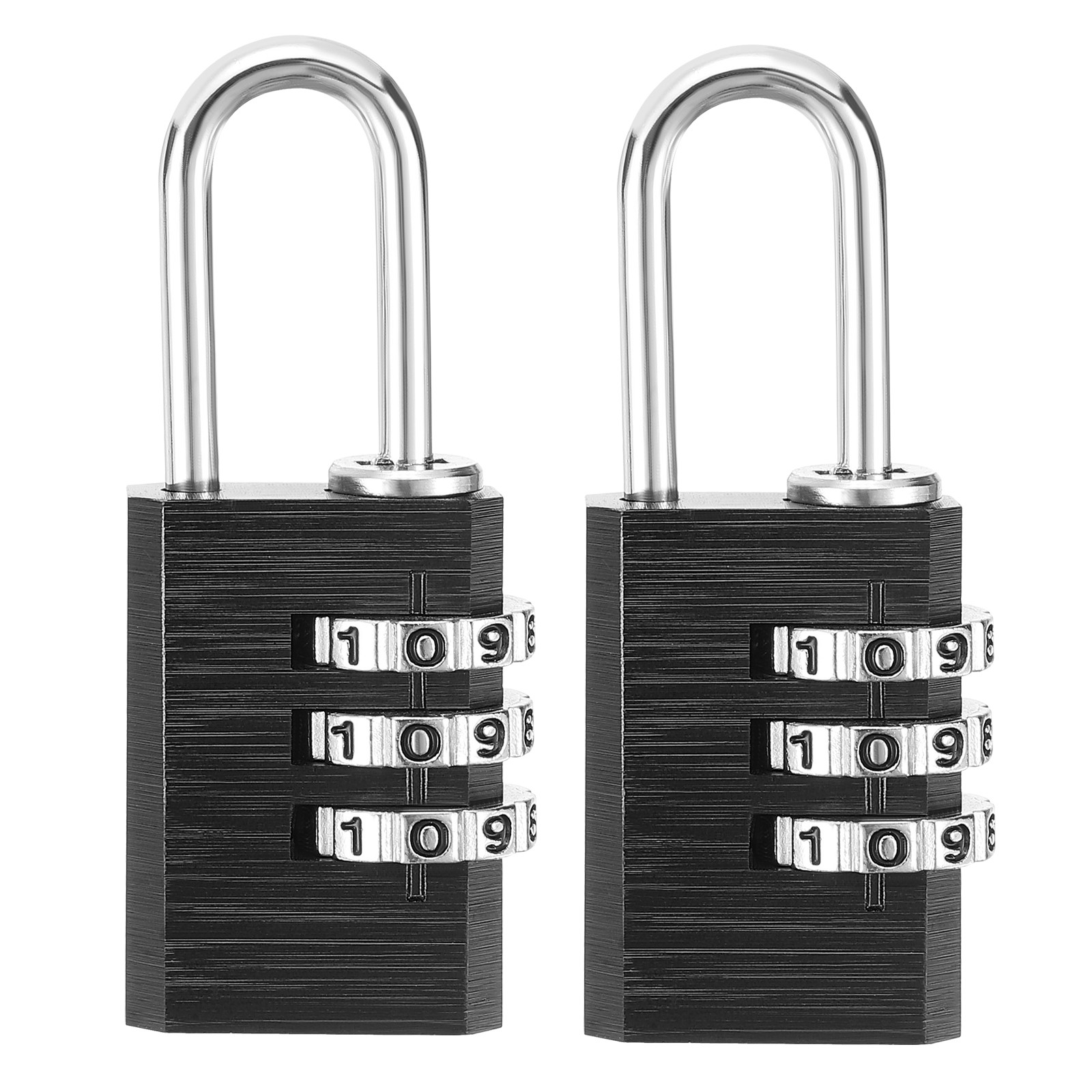 3 Digit Combination Lock,(H:2.2", Black, 2pcs), Aluminum Anti-Rust Outdoor Lock