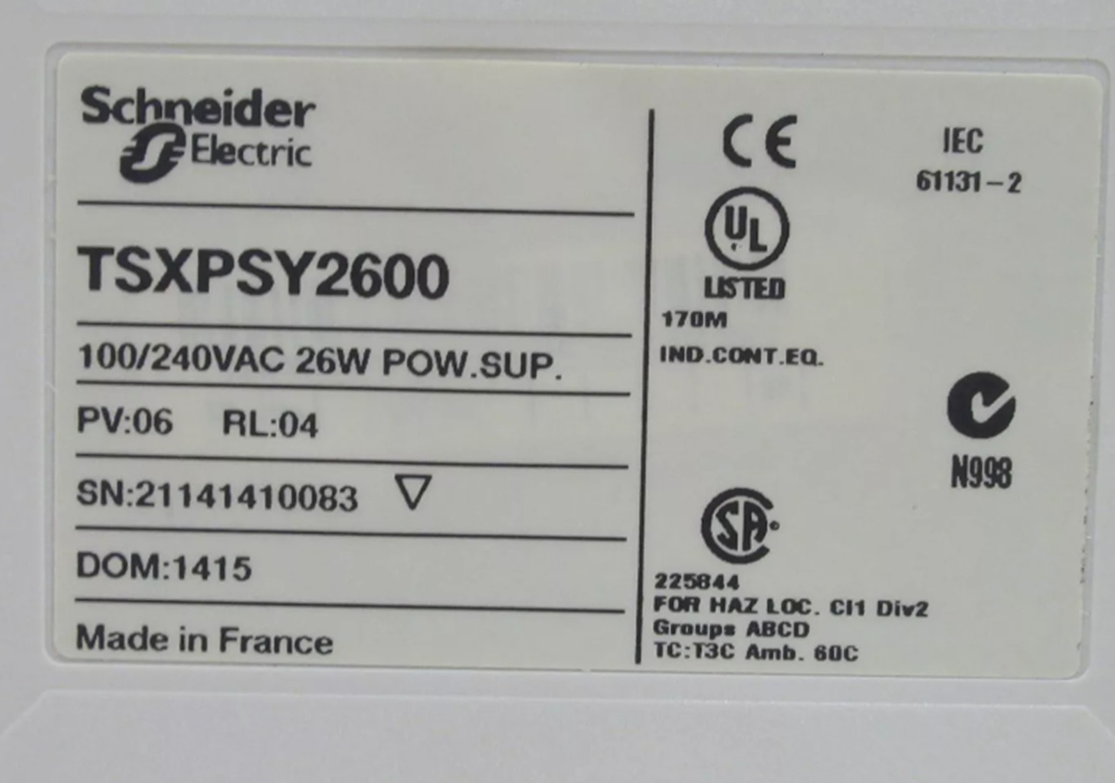 New In Box Schneider module TSXPSY2600
